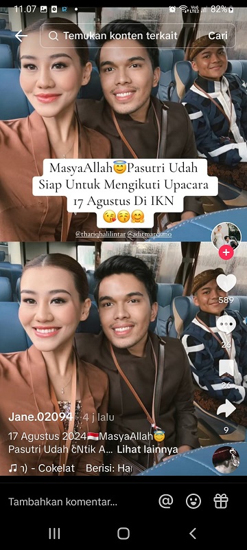 Pasangan suami istri baru Thariq dan Aaliyah gembira hadiri hut-79 RI di IKN
