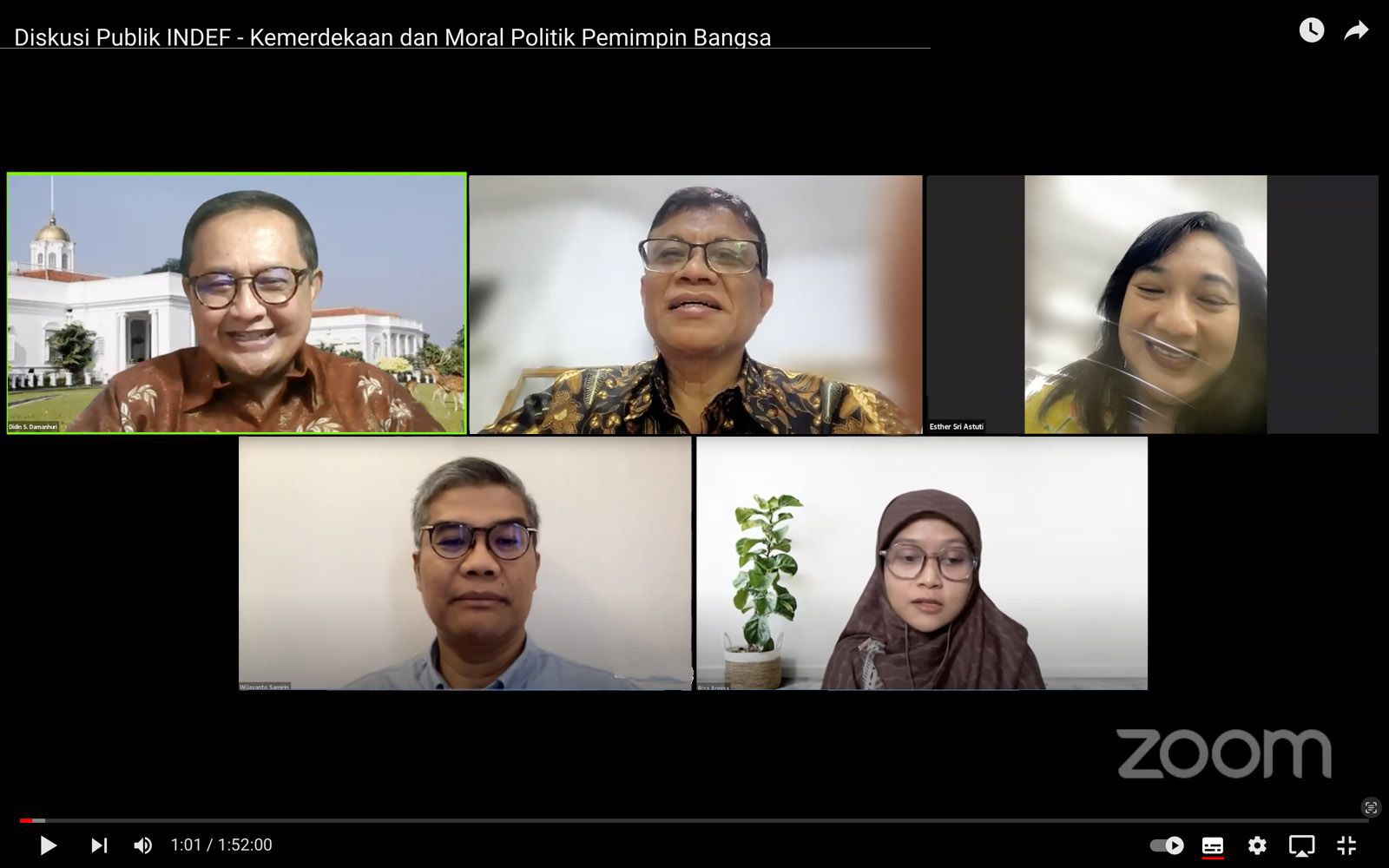 Diskusi publik dengan tema "Kemerdekaan dan Moral Politik Pemimpin Bangsa" yang diadakan oleh INDEF