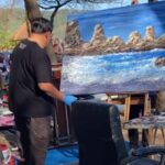 Mantan Presiden SBY melukis bersama warga di Pacitan, Jawa Timur