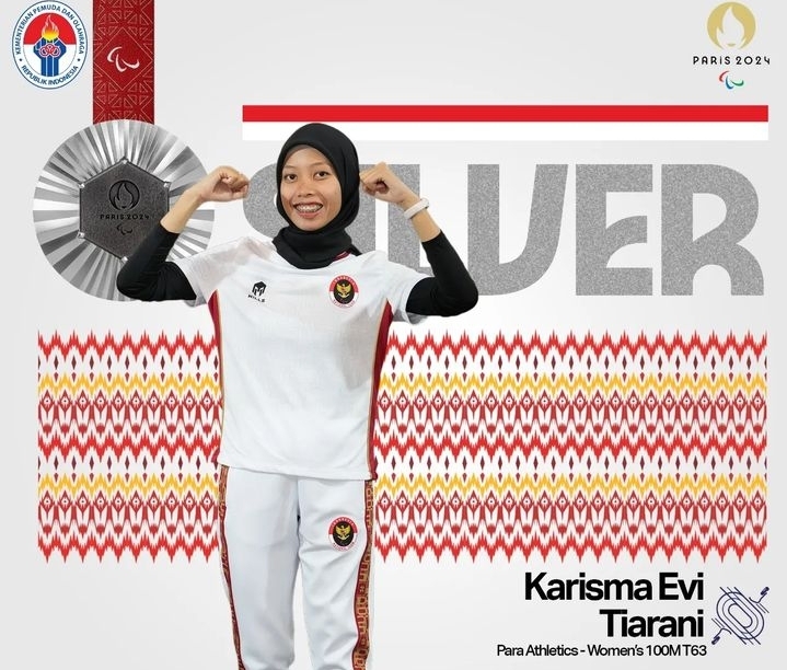 Sprinter putri Indonesia Karisma Evi Tiarani berhasil meraih medali perak dalam Paralimpiade Paris 2024.