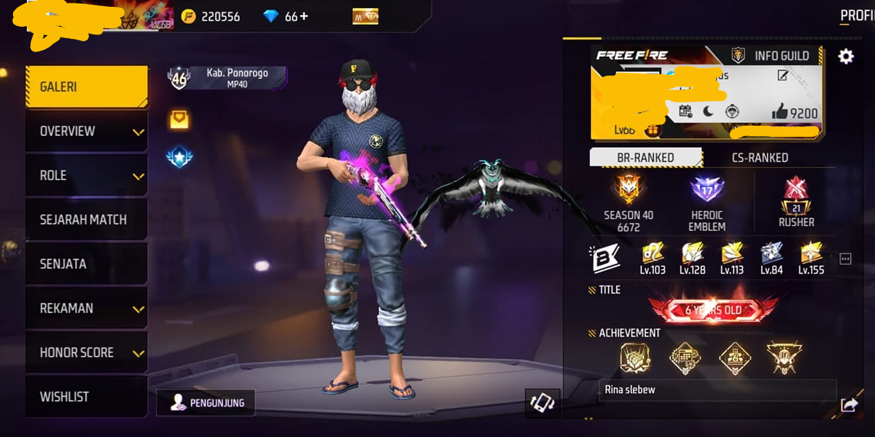 SERU 14 AKUN FF Gratis Berisi Skin SG2 Ungu yang Masih Aktif 14 September 2024 Login via FB dan Email, No Tipu Tipu