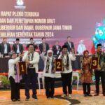 KPU Jatim menggelar rapat pleno penetapan nomor urut paslon pilkada 2024. (Ist)