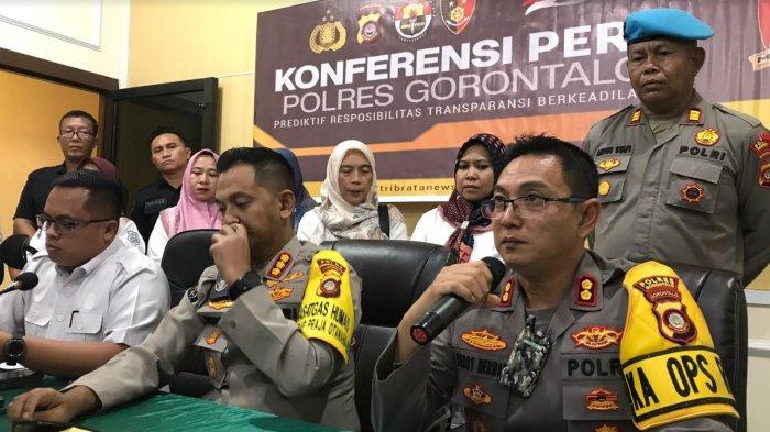 Polres Gorontalo gelar jumpa pers kasus pencabulan libatkan oknum guru dan siswi. (Ist)
