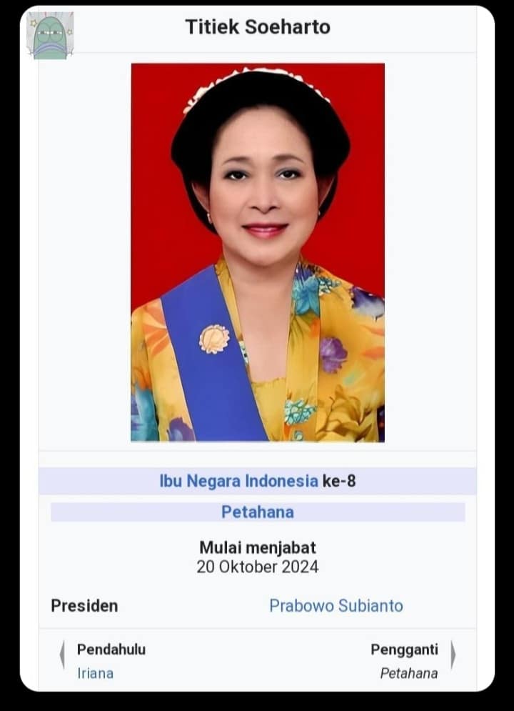 Heboh Titiek Soeharto Disebut Sebagai Ibu Negara ke-8 di Wikipedia