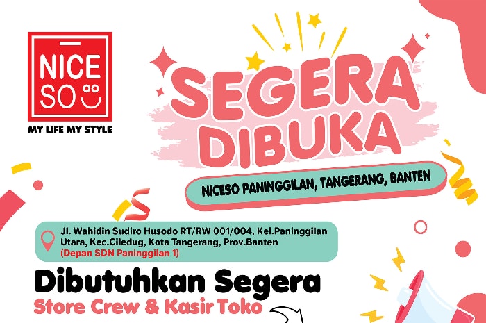 NICE SO Buka Loker Lulusan SMA dan SMK Jadi Kasir di Tangerang dan Indramayu