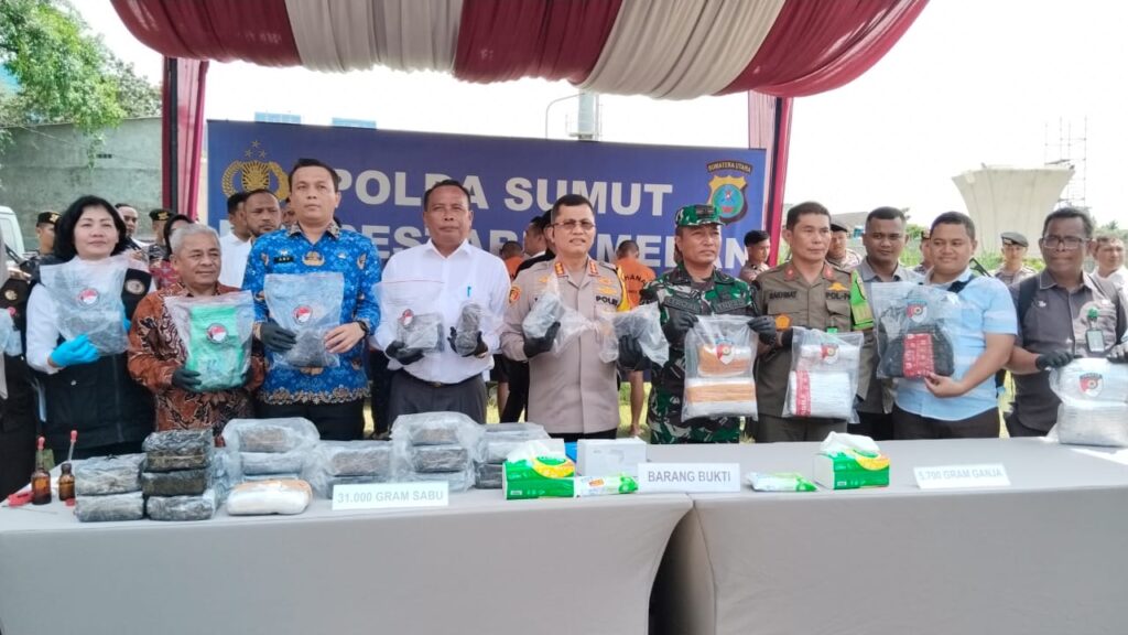 31 Kg Sabu dan 5.7 Kg Ganja Dimusnahkan Polrestabes Medan, Ribuan Orang Terselamatkan
