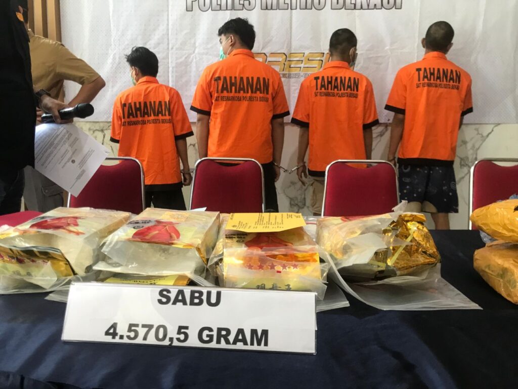 Polisi Ungkap Peredaran Narkoba Senilai Rp4 Miliar, 4 Kurir Diamankan