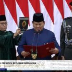Prabowo Subianto mengucapkan sumpah Presiden di hadapan anggota MPR dan undangan negara sahabat di Gedung DPR/MPR. (Ist)