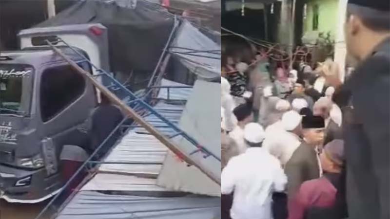 Geger Truk Nyelonong Tabrak Panggung Pengajian di Tegal