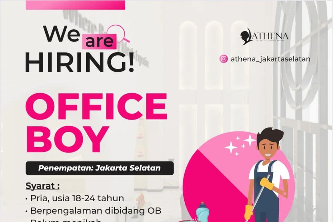 Klinik Athena Buka Loker Office Boy Lulusan SMA dan SMK di Jakarta Selatan