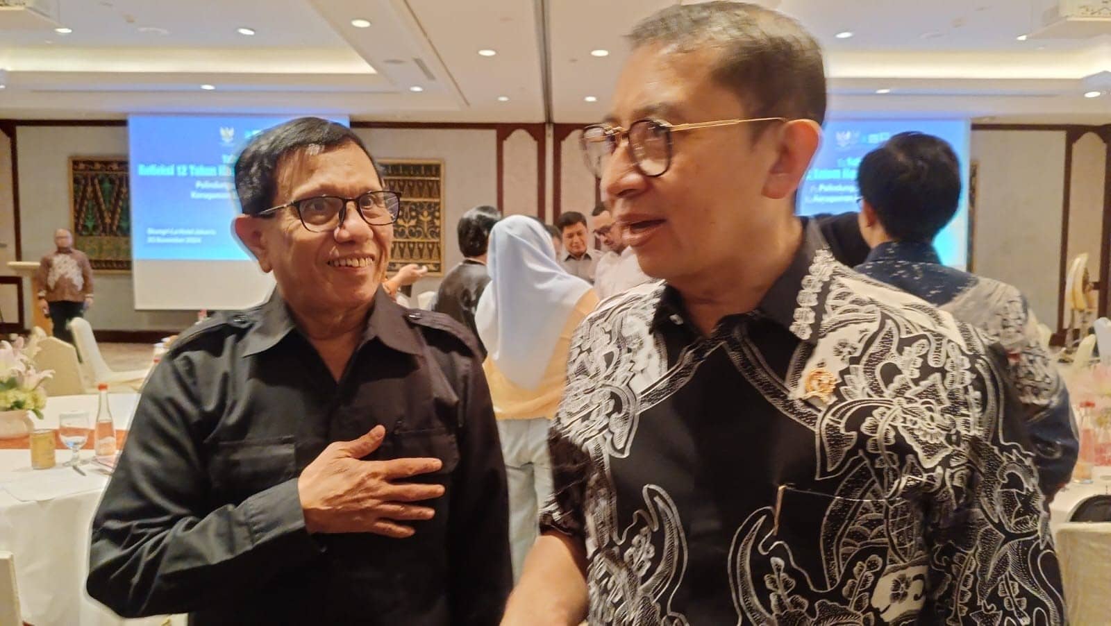 Ketum PWI Pusat Hendry Ch Bangun dan Menteri Kebudayaan Fadli Zon dalam Talkshow Refleksi 12 Tahun Konvensi 2005 UNESCO di Indonesia. (Bb).