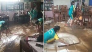 Ujian Semester Ditunda Siswa SDN Ngadirejo Madiun Kerja Bakti, Sekolah Kebanjiran