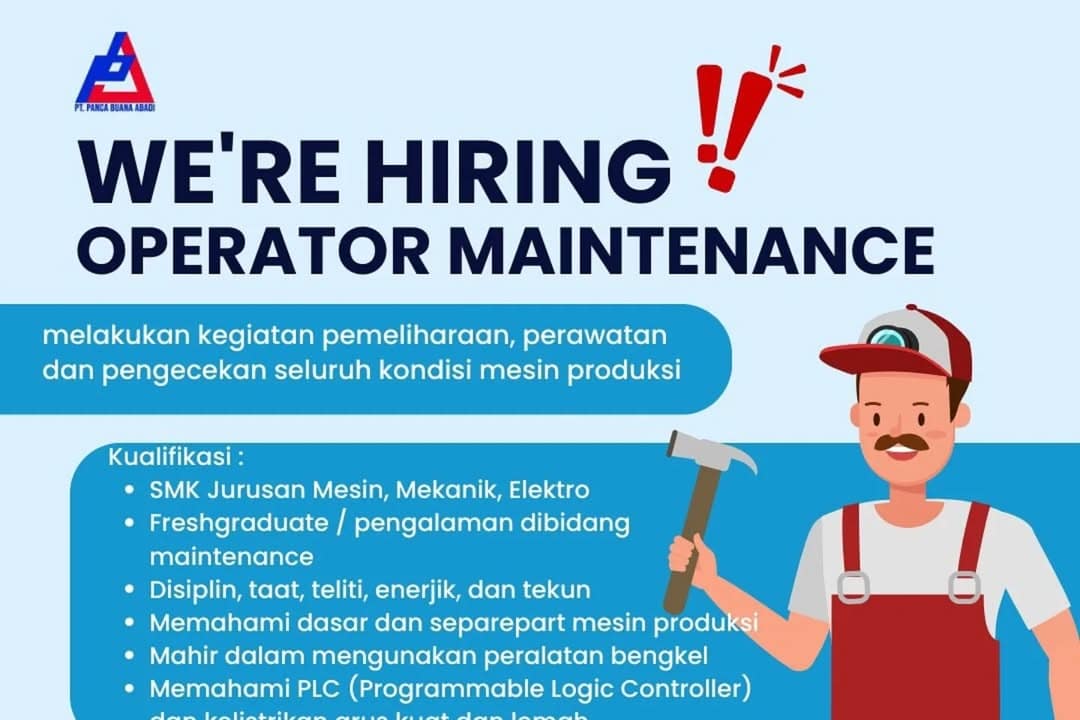 PT Panca Buana Abadi Buka Loker Operator Khusus Pria Lulusan SMK