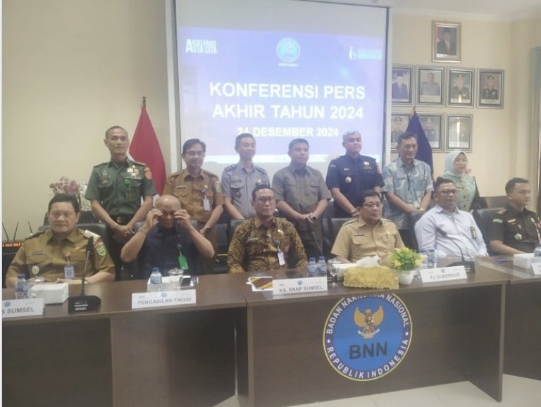 BNN Sumsel gelar jumpa pers akhir tahun. (Dimas)