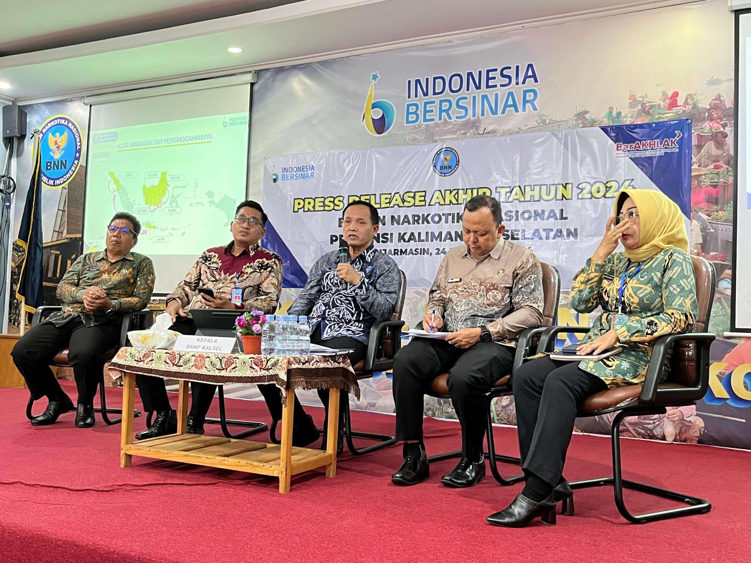BNNP Kalsel press rilis akhir tahun 2024, di Banjarmasin. (Anang)