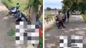 Boncengan Bertiga Ngebut Anak SD di Jepara Tabrak Pohon Nyangkut di Pohon