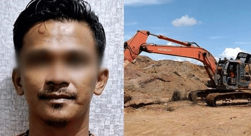 Pelaku berinisial MSB (28) warga Kota Banjarbaru diduga lakukan tambang galian C secara ilegal. (ist).