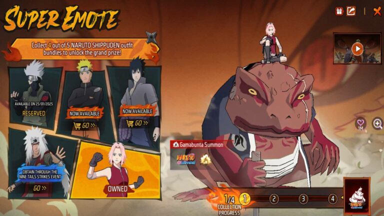 Begini Cara Mendapatkan Emote Sultan Gamabunta Gratis di Free Fire x Naruto, Super Emote Wajib Dimililki !
