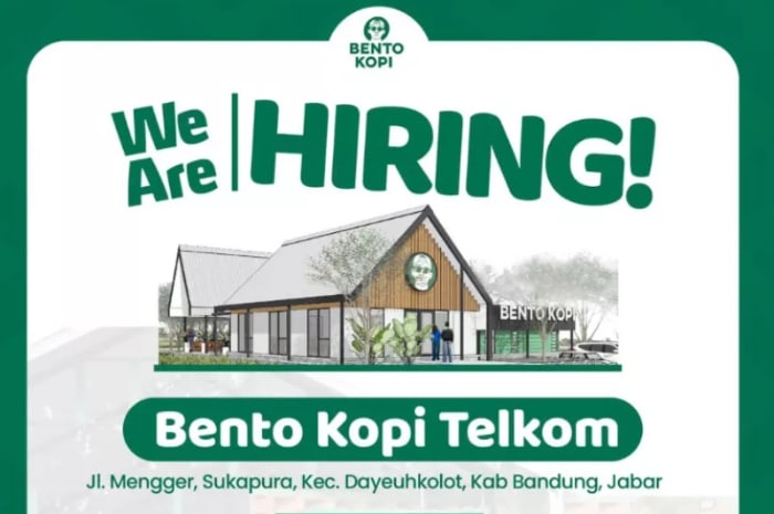Ada 2 Posisi! Bento Kopi Telkom Bandung Buka Loker Buat Lulusan SMA SMK, Gini Syaratnya