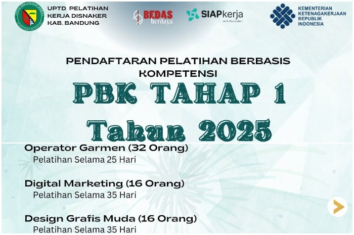 FULL GRATIS! BLK Kabupaten Bandung Buka 3 Jenis Program Pelatihan, Buruan Daftar