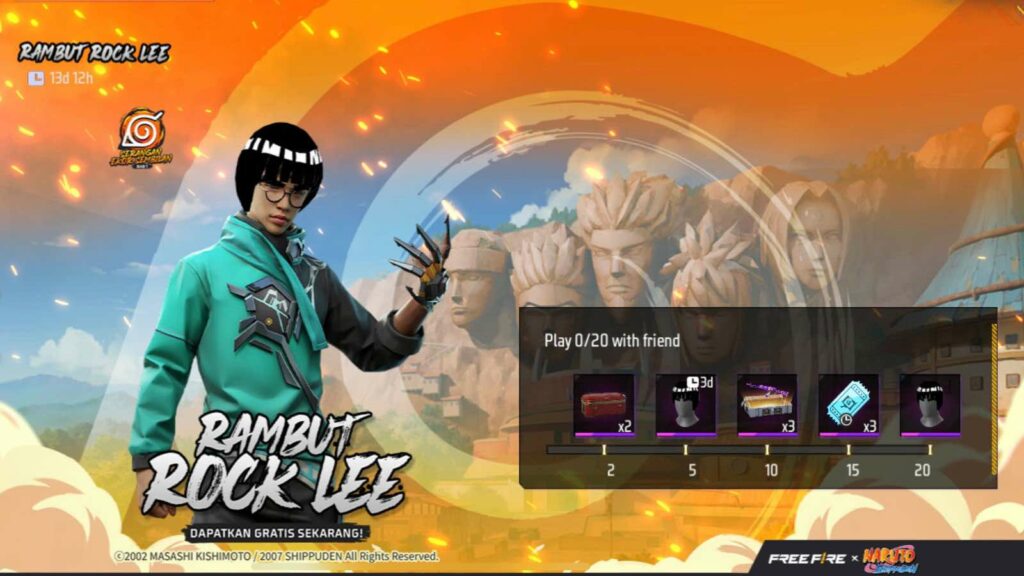 Begini Cara Mendapatkan Rambut Rock Lee di Free Fire x Naruto, Klaim Secara Gratis !