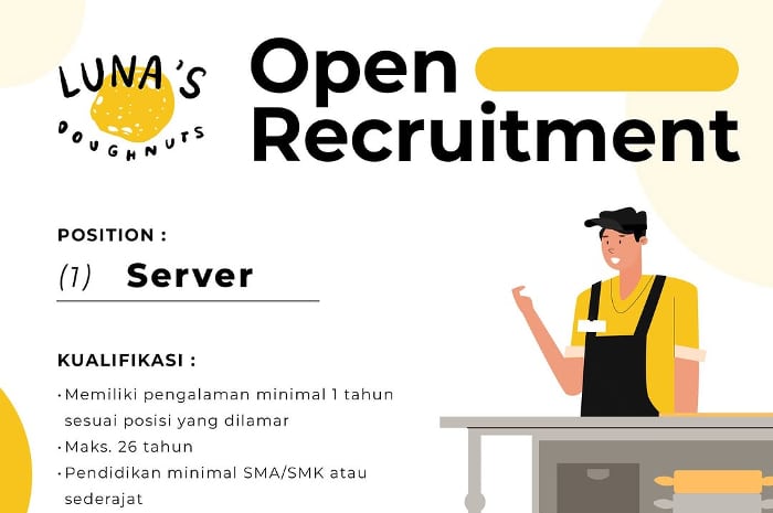 Luna's Doughnuts Buka Loker Lulusan SMA dan SMK Posisi Server di Jakarta