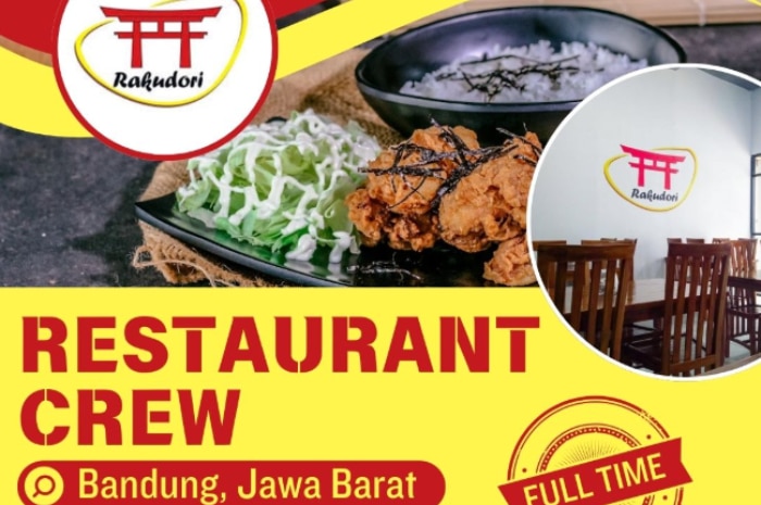 Rakudori Bandung Buka Loker Buat Lulusan SMA dan SMK Posisi Restaurant Crew, Minat?