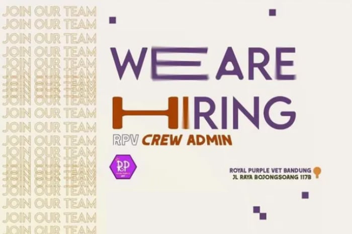 Tamatan SMA SMK Mendekat! Royal Purple Vet Bandung Buka Loker Posisi Admin