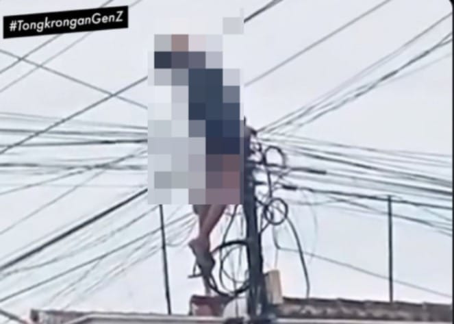 Viral Video Pekerja Wifi Tersengat Listrik Saat Bekerja, Tubuh Menggantung di Kabel