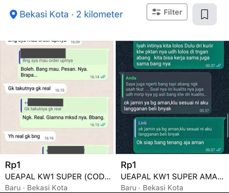 penjualan uang palsu