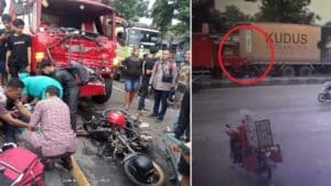 Truk Tak Terkendali Saat Pindah Jalur Tabrak Dua Pemotor Jalan Raya Babat Lamongan, Tiga Orang Jadi Korban