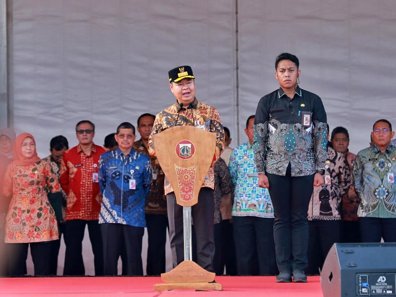 Penjabat (Pj) Gubernur Jakarta Teguh Setyabudi pimpin apel awal tahun 2025 di Monas. (Ist)