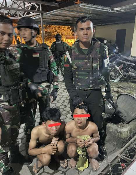 Dua anggota geng motor diamankan personel Denpom I/5 Medan. (Ist)
