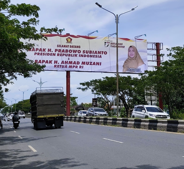 Baliho Partai Gerindra Kalsel siap sambut kehadiran Ketua MPR RI (ist)