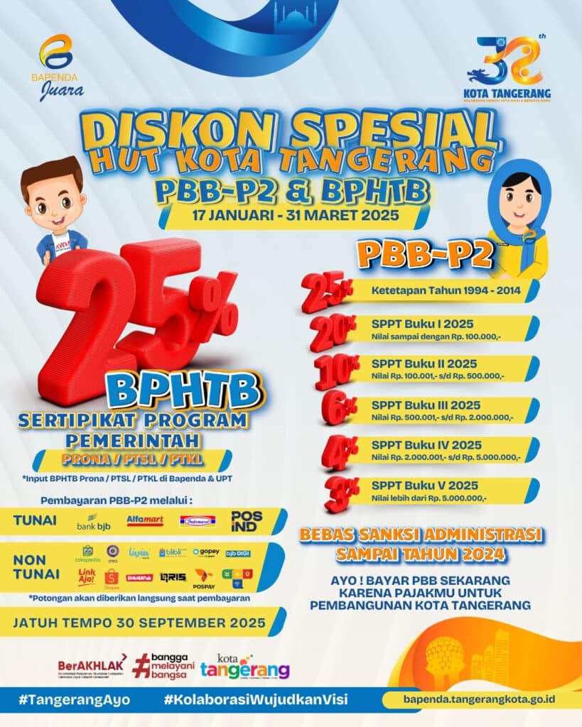 Milad ke-32 Kota Tangerang Diwarnai Diskon PBB dan BPHTB