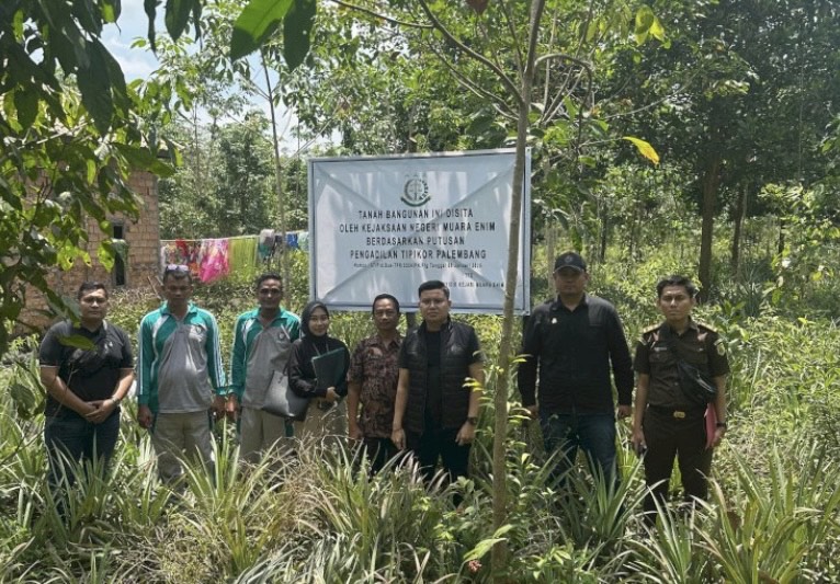 Hasil Korupsi, Lahan Milik Mantan Kepala Desa Disita Kejari Muara Enim