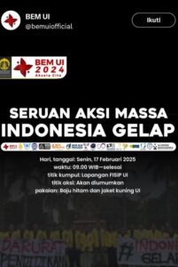 BEM UI Serukan Aksi Massa ”Indonesia Gelap”, Berikut 5 Pernyataan Sikap