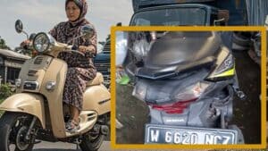 Emak-emak Sidoarjo Kurang Fokus di Jalan, Tabrak Pemotor Emak di Depannya Hingga Patah Tulang