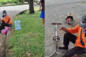 Tega Bener! Maling Bawa Lari Sepeda Motor Kakek Pemotong Rumput yang Sedang Kerja