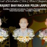 TIga personel polisi yang gugur dalam tugas saat menggerebek lokasi judi sabung ayam di Lampung. (Ist)