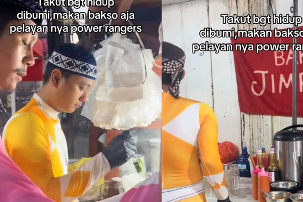 Viral Tukang Bakso Kostum Power Rangers Berjualan, Netizen: Dunia Sudah Terlalu Aman