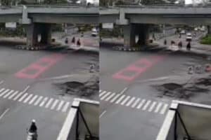 Pemotor Terjatuh dari Flyover, Diduga Hilang Konsentrasi hingga Harus Dilarikan ke RS