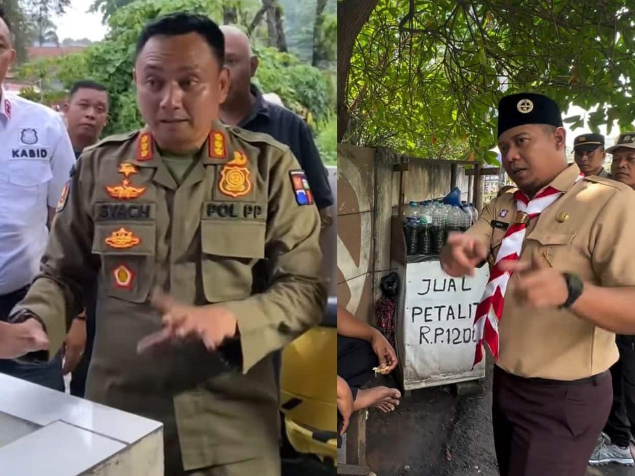 pemusnahan gerobak milik pedagang kaki lima