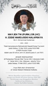 Mantan Wagub DKI Jakarta Mayjen (Purn) Eddie Mardjoeki Nalapraya Wafat, Dimakamkan di TMP Kalibata
