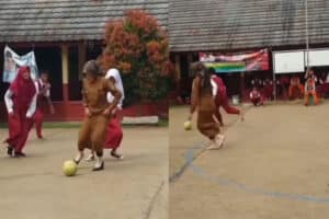 Viral Ibu Guru Main Bola Bareng Murid, Tunjukan Skill Gocek Bak Pemain Pro