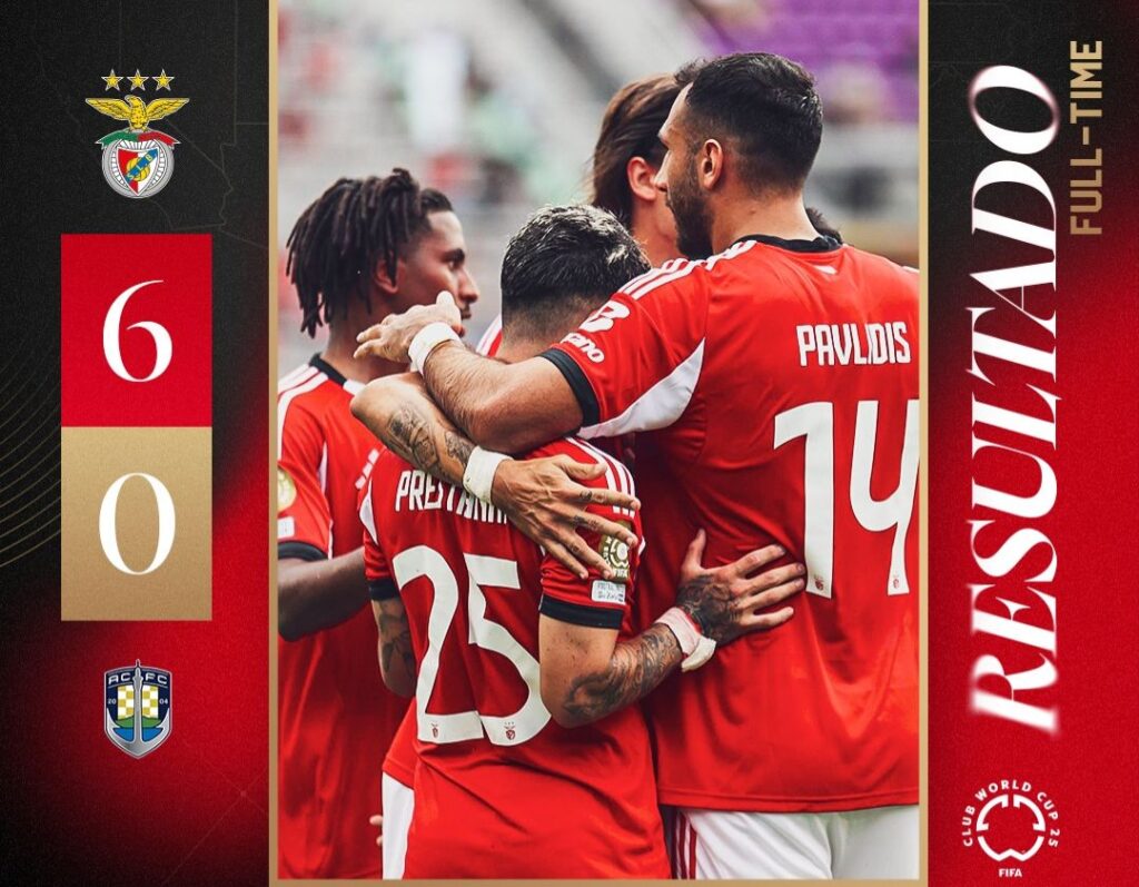 Benfica Pesta Gol, Bungkam Auckland City 6-0 di Piala Dunia Antarklub 2025