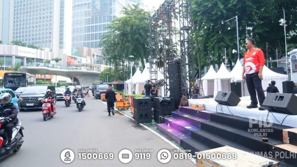 Sambut Hari Bhayangkara ke-79, Kakorlantas Polri Tinjau Persiapan Car Free Day di Bundaran HI