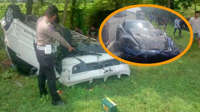 Super Car Tabrak Mobil Rush Hingga Terbalik di Parit Tol Sidoarjo Keluarga warga Sidokare Jadi Korban