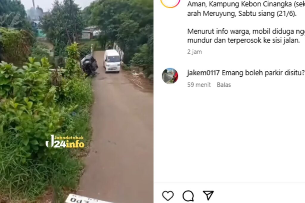 Mobil Terperosok ke Sisi Jalan yang Curam, Diduga Tak Kuat Nanjak