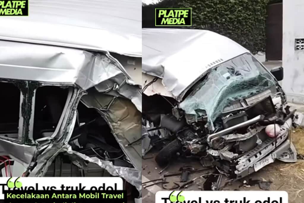 Kecelakaan dengan Truk, Mobil Travel di Banyuwangi Ringsek